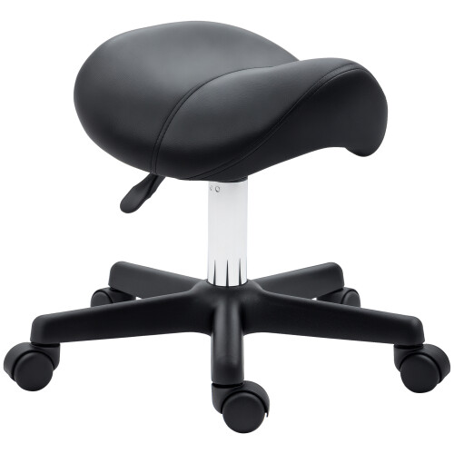 Homcom HOMCOM Saddle Stool Adjustable Rolling Salon Chair for Massage Spa Beauty Black 1