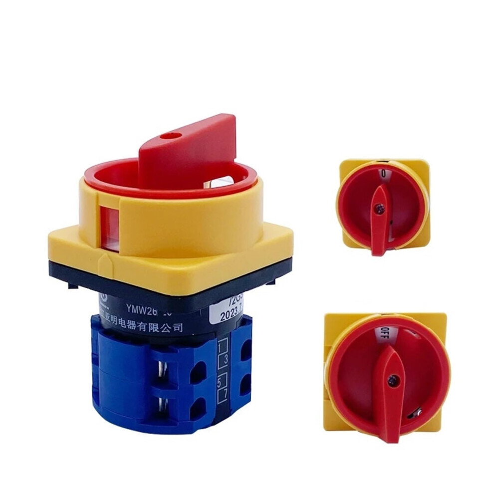20A 2 Pole Isolator Switch With Padlock Rotary Cam Selector, 64Mm Panel Mount Disconnect 9412369300188