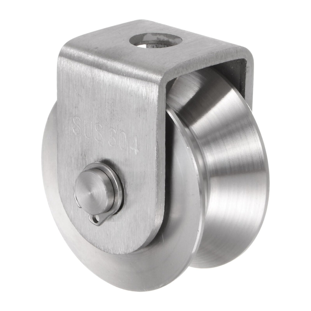 Vgroove Wheel 304 Stainless Steel, 48 Mm Diameter Roller Block Load Capacity 400 Kg For Sliding Gate, Industrial Machines, Groove Width 16 Mm 9365049043731