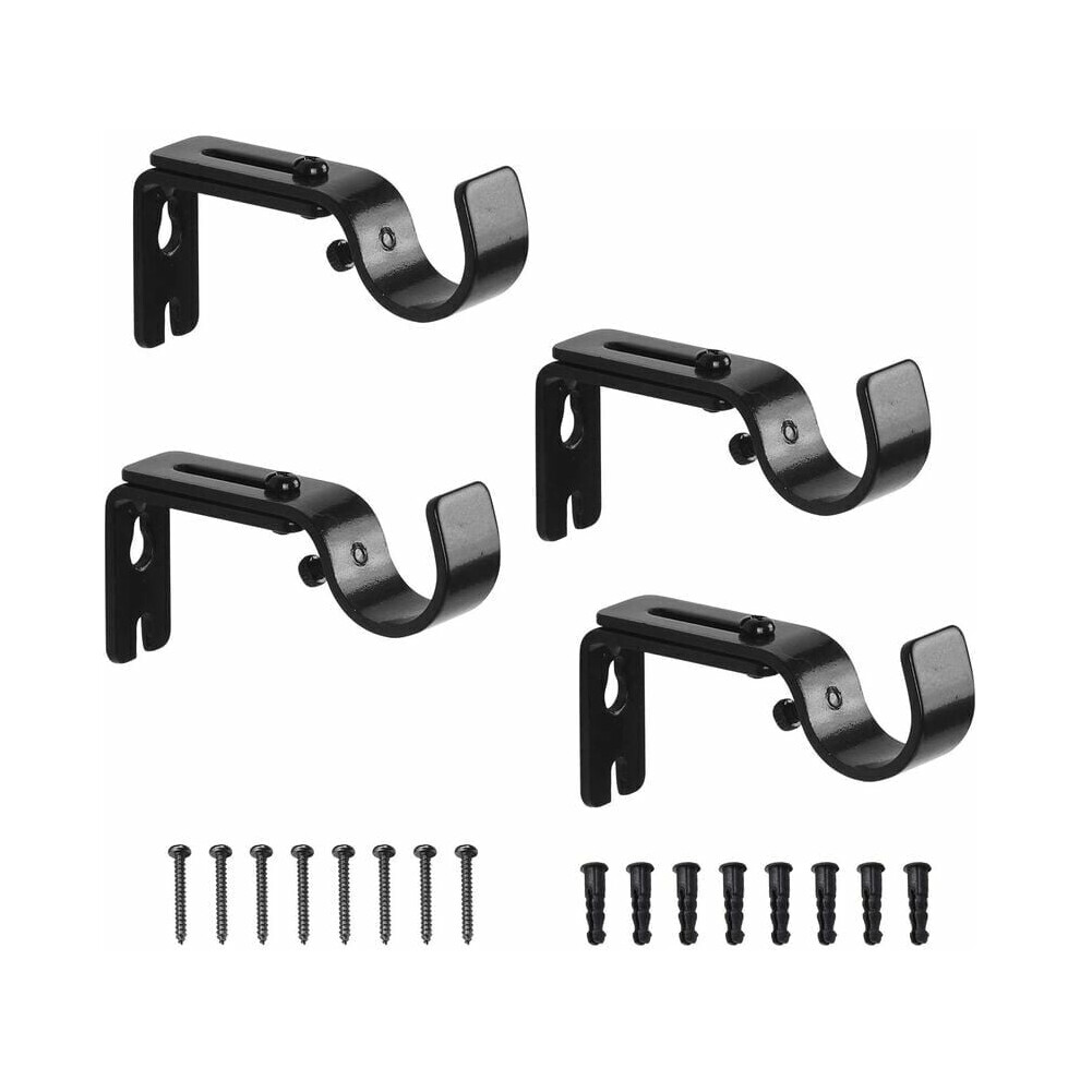 Curtain Rod Brackets, Short Projection Brackets For Curtain Rods With Adjustable Bracket, 4 Pcs Premium Quality Metal Extensible Curtain Rod Holder, H