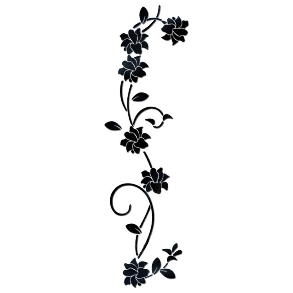 Vinyl Flowers Wall Decals, Decorative Wall Sticker Murals For Kids Bedroom Decor, Waterproof Vinyl Decal (100Cm*30Cm) Black