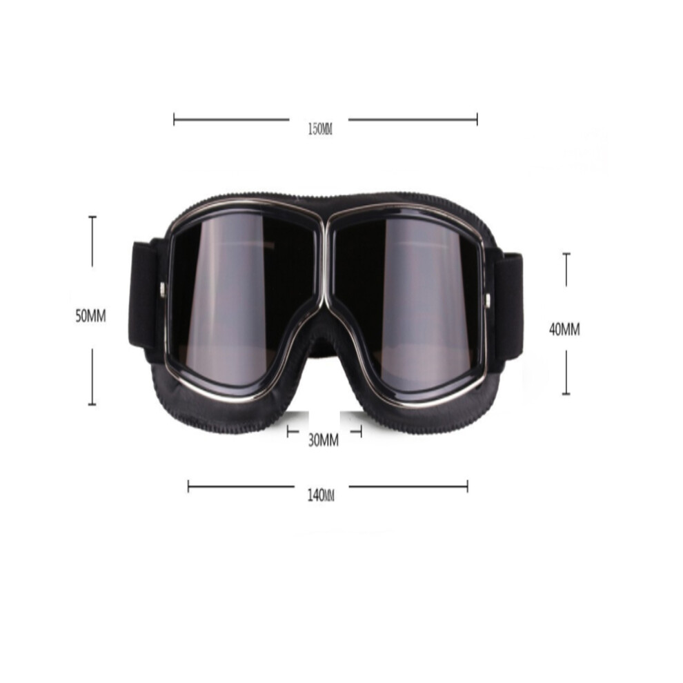 Leather Aviator Goggles, Windproof Eyewear, Ce Certified, Vintage Style, Anti-Scratch Dust Proof, Impact Resistance, Uv Protection, Clear Vision In 9128293869164