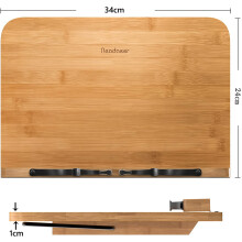 Versatile Foldable Cookbook Holder, Bamboo Book Stand with Adjustable Viewing Angles for Tablet Support Stand, Durable Construction, Portable Reading