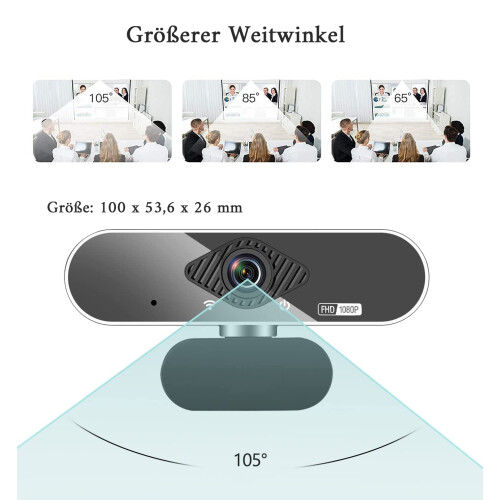 Webcam avec microphone antibruit, vidéo Full HD, facile à utiliser et compatible avec les conversations vidéo. 1
