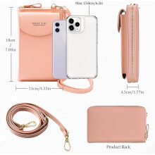 Πορτοφόλι Clutch για γυναίκες, τσάντα κινητού τηλεφώνου crossbody από δέρμα PU με