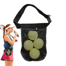 Tennis Ball Waist Holder, 4Ball Capacity, Breathable Mesh Pouch for Table Tennis, Pickleball, and Baseball Training