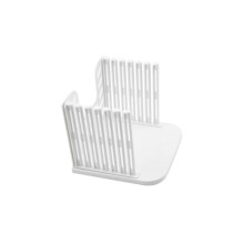 Foldable bread cutter with manual cutting guide for even slices of toast, bagels, and sandwiches. Spacesaving and easy to store.