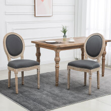 HOMCOM French-Style Dining Chairs Set of 2 with Linen Upholstery, Grey