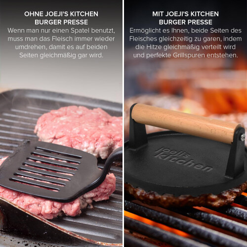 Burger Press  NonStick Cast Iron Patty Press with Wooden Handle 2