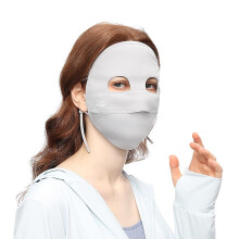 Women Anti UV Full Face Cover UPF 50 Model SLF5M038T Grey Breathable Neck Gaiter Face Mask