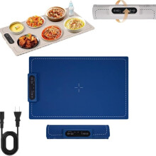 Electric Heating Tray Adjustable Temperature Mat, Full Surface Heating, 24x16 Inches Ideal for Parties Blue