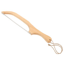Bread knife with ergonomic handle, serrated blade, durable wood for precise cutting of cakes and rolls, kitchen tools for household.