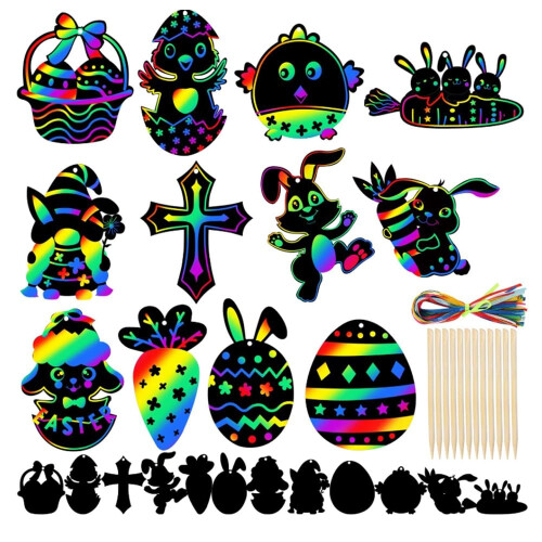48 Easter Crafts for Kids  Easter Egg Scratch Art, DIY Easter Crafts, Scratch Art Pictures