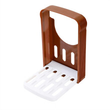 Bread slicer for homemade bread, foldable, adjustable slice thickness (Brown)