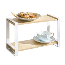 Multiuse Storage Racks Kitchen Cabinet Organizer Stackable Counter Shelves Expandable Kitchen Organizer Solid Wood Iron Rustproof Sturdy Easy Cleanup
