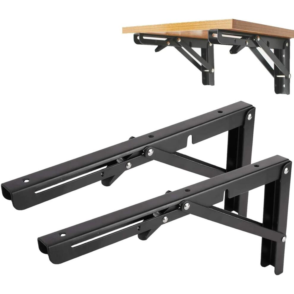Folding Shelf Brackets For Space-Saving, High-Quality Stainless Steel Triangle-Bracket Design Collapsible Shelf Supports, Heavy Duty Foldable Metal Be 9148971106640