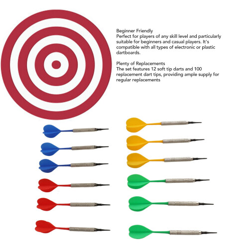 Plastic Soft Tip Darts 12PCS for Indoor Play + 100 Tips for Electronic Darting 2
