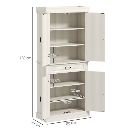 Homcom HOMCOM 180cm Kitchen Pantry Storage Cabinet Server Food Organizer, White 2