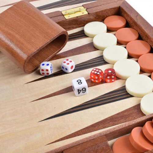 Wooden Backgammon Set with Folding Design 2