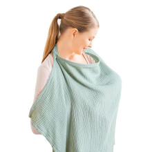 Nursing Cover Breathable Cotton 29.53 X 37.40 Inches With Adjustable Straps For Outdoor Use Discreet Coverage Light Green