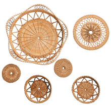 Handmade Rattan Basket for Kitchen Home, Boho Decor Bowl Natural Woven Storage for Fruit Bread Serving, Versatile Decorative Tray with Chic Natural