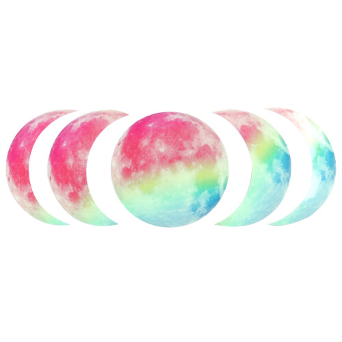 Celestial Night Sky, Luminous Moon Wall Stickers, Moon Phase Stickers for Ceiling with Glowing Magic