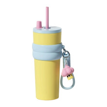 Tasse froide isolée en acier inoxydable, tasse en paille-Jaune