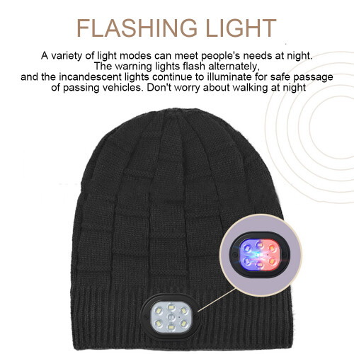 Unisex φωτιζόμενο καπέλο Beanie με LED, φωτισμό hands-free, χειμερινό πλεκτό καπέλο για