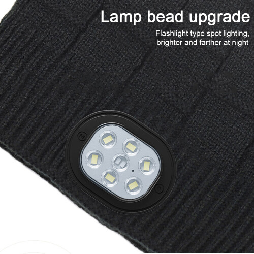 Unisex φωτιζόμενο καπέλο Beanie με LED, φωτισμό hands-free, χειμερινό πλεκτό καπέλο για 2