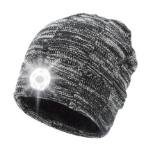Berretto con luce, cappello invernale ricaricabile unisex con illuminazione a mani libere, luminosità regolabile, batteria ricaricabile tramite USB,