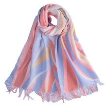 Sjaal met franjes voor dames, oversized sjaal met lichte bloemenprint, omkeerbare zijden pashmina sjaal met rozenprint, superwarm en zacht, bohemian