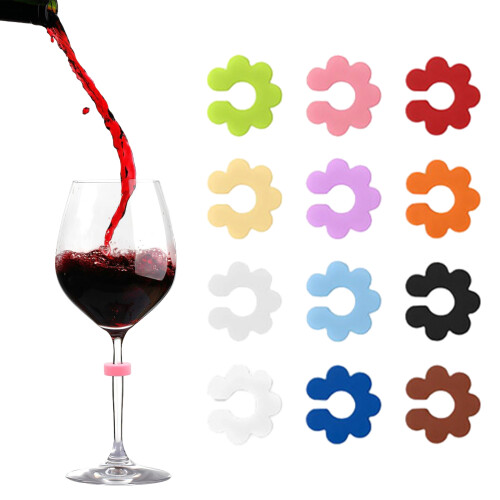 Durable Silicone Cup Markers For Wine Glasses-plum bossom