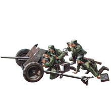 Tamiya Pak 35/36 anti-tank gun model kit, WWII period, with figurines (4), 300035035, 1:35, 3.7 cm