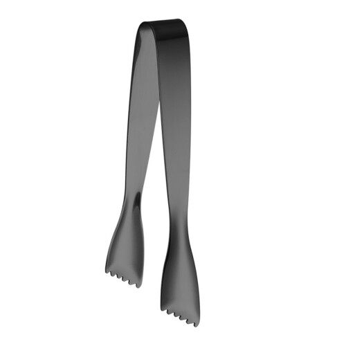 Edelstahl-Eiszange, rostbeständig, ergonomischer Griff,-Schwarz