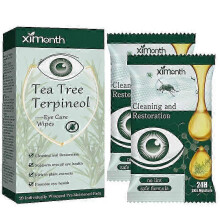2boxes Tea Tree Oil Eyelid & Lash Wipes for Blepharitis Itchy & Stye Eyes Individually Wrapped Natural Eyelash Makeup Remover & Daily Cleanser