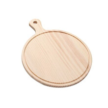 Wooden Pizza Board 6 Inch Round Serving Platter with Handle for Baking and Cutting