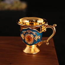 Stylish Alloy Liqueur Glass Handle Cup for Home Decoration and Entertainment (Golden Orchidee)