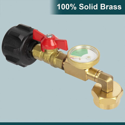 Propane Refill Adapter Solid Brass for 1 lb Bottles with LeakProof Shut Off Valve 1
