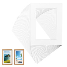 Pack of 25 Passepartout Cardboard White, 30 x 40 cm Outside for 20 x 30 cm Inside, Photo Frame Holders Mats for Photos, Pictures, Postcards