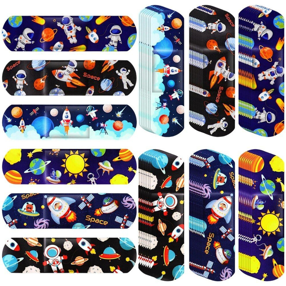 Kids Cartoon Bandages Colorful 60 Pcs Set Waterproof Breathable First Aid Astronaut Style Scrapes And Cuts