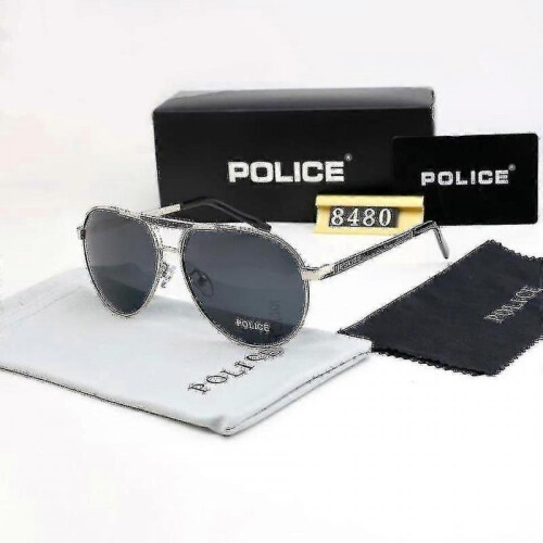 (Silver)Police Men's Polarized Uv400 Sunglasses Aviator Glasses