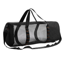 Mesh Travel Bag For Snorkeling And Diving, Cylindrical, Large Capacity, Adjustable Strap, Inner Hook, Black