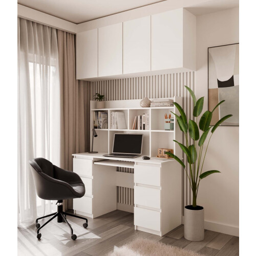 Rallonge de bureau 130 cm BLANC Bibliothèque pour documents 2