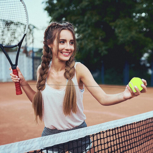 Tennis Trainer Ball With 4m Elastic String, Beginner Practice Ball For Stroke And Footwork 1