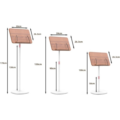 Music Stand Shelf Bracket Reading Holder Retractable Floor Stand (White, M) 1