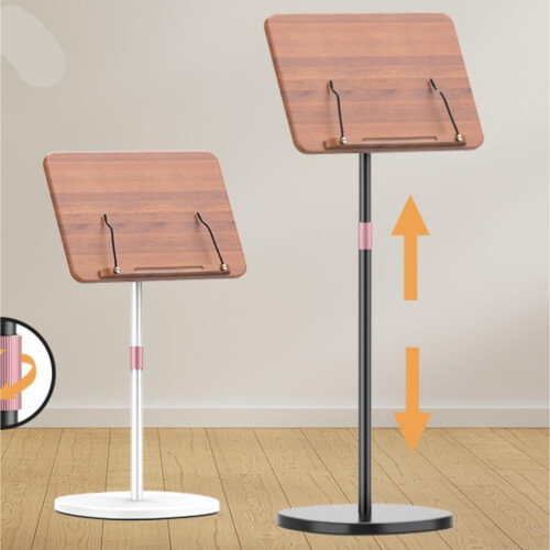 Music Stand Shelf Bracket Reading Holder Retractable Floor Stand (White, M) 2