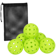 Premium Pickleball Balls Set for Competitive Play - 6 Pack Green Durable Outdoor Balls with High Visibility