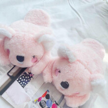 (M38-40,1)Cute Pink Gray Koala Cartoon Animal Plush Slippers Female Winter Warm Koala Home Woman Slipper