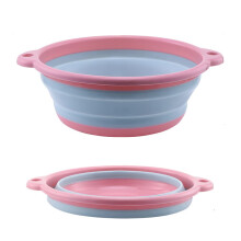 Foldable Basin Plastic Silicone Home Portable Travel College Dorm (Pink, S)