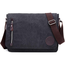 Axelremsväska med justerbar axelrem, lätt axelväska med flera fickor, vintage canvasväska med laptopfack och vegansk design